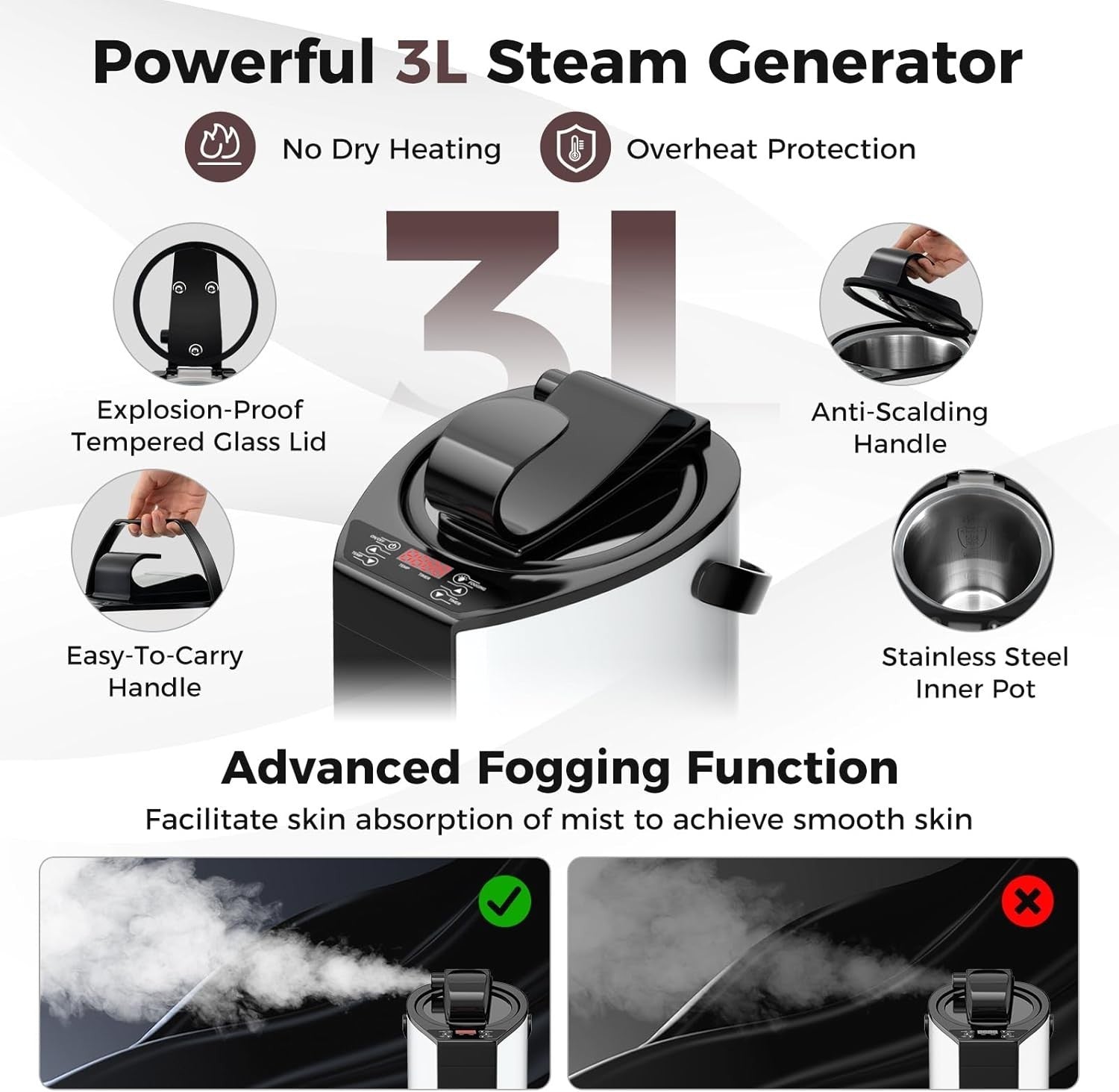Portable Home Steam Sauna Tent w/ 3L Steamer & Remote Full Body Detox Spa