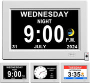 8” Dementia Digital Clock Large Day Date Display Auto Dimming Elderly