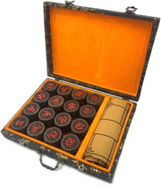 PU Case Chinese Chess Travel Set Wooden Xiangqi Strategy Board Game