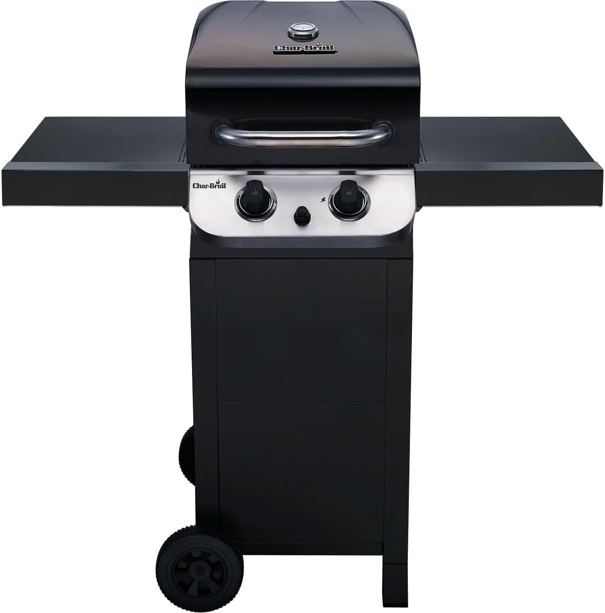 2-Burner Gas BBQ Grill with Cast Iron Grates & Side Shelves Outdoor Patio