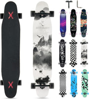 46" Longboard Skateboard Complete 8-Layer Maple Wood Deck for Teens & Adults