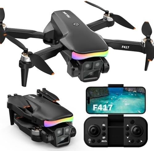 1080P Dual Camera Foldable Drone | LED Lights, Optical Flow, APP Control