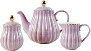 Euro Style Porcelain Tea Set Teapot Milk Jug Sugar Bowl Purple 920ml