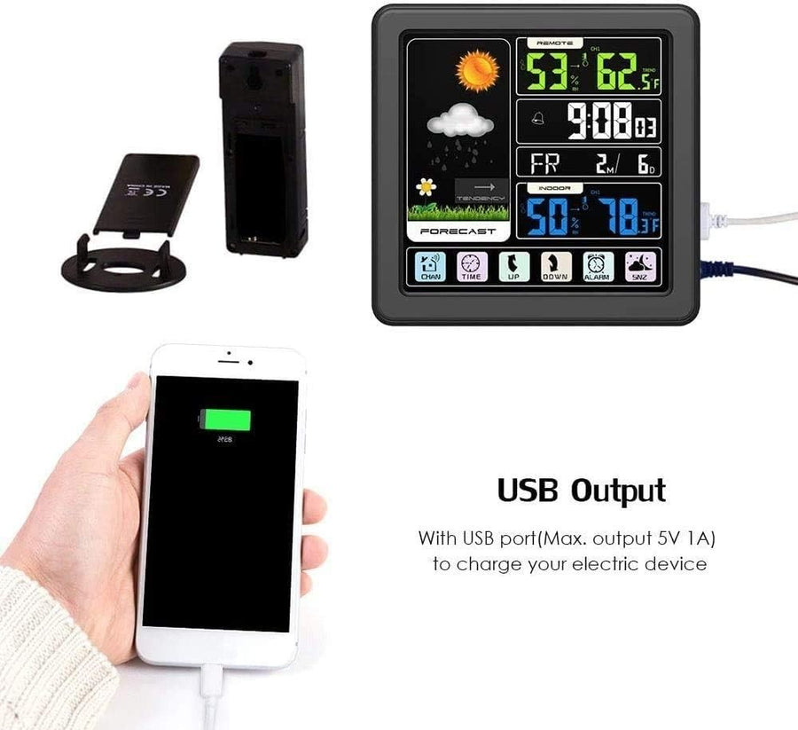 Wood Effect Projection Alarm Clock Weather Station LCD Temp Humidity Dual Alarms