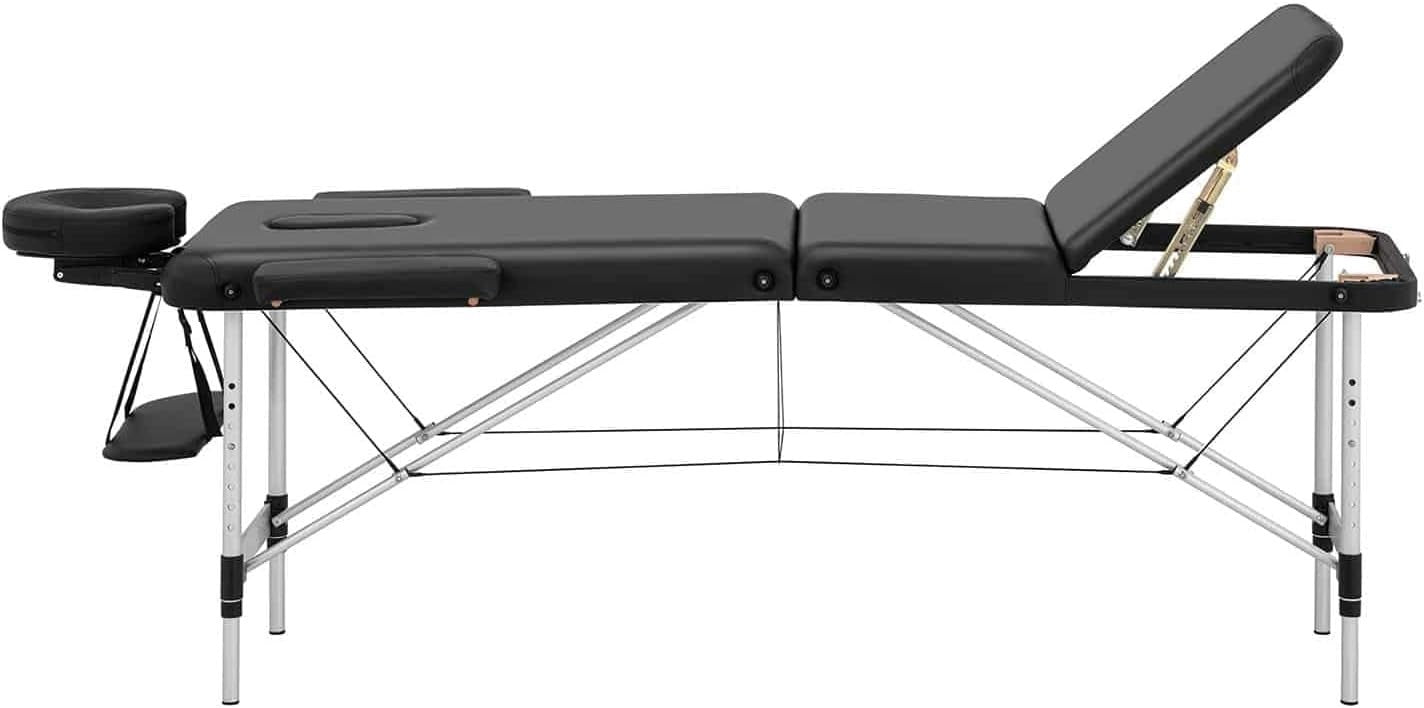 Portable Aluminium Massage Table Folding Therapy Bed Adjustable Height 600–810mm