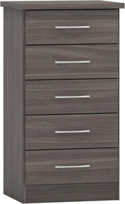 Space-Saving 5 Drawer Chest Narrow Wood Grain Storage Organizer for Home