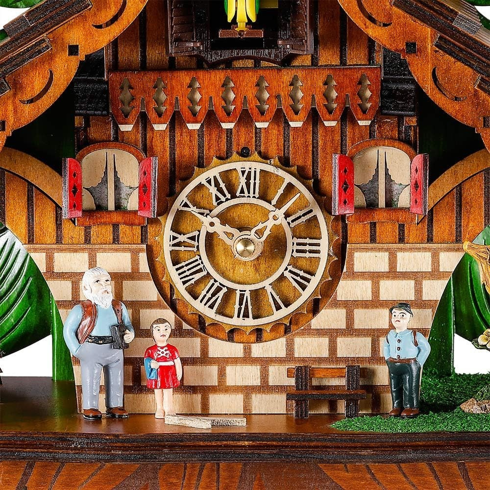 Traditional Handcrafted Walnut Cuckoo Clock with Adjustable Volume & Quartz