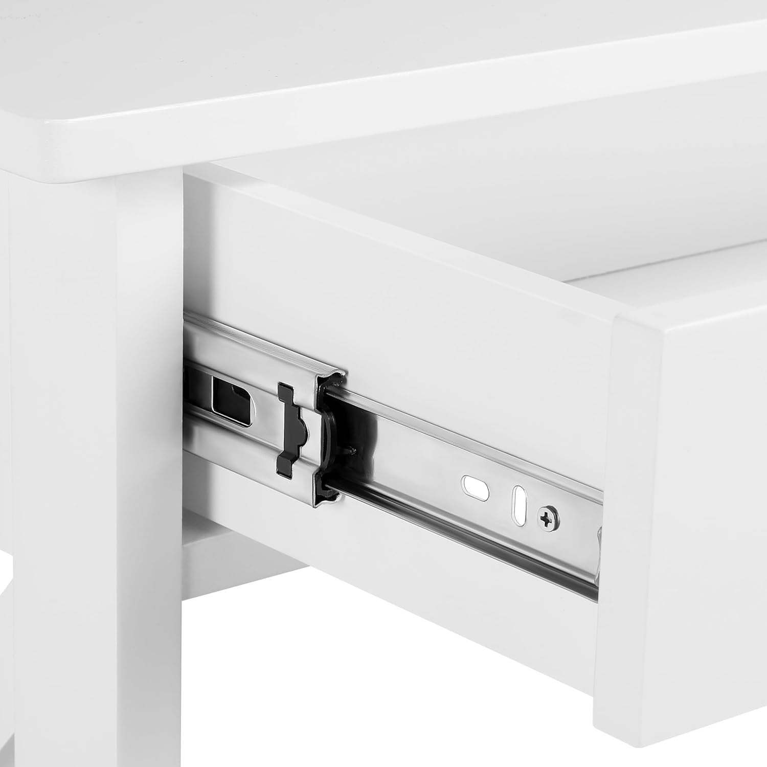 White Console Table with Drawer & 3 Shelves, Compact Hallway Storage