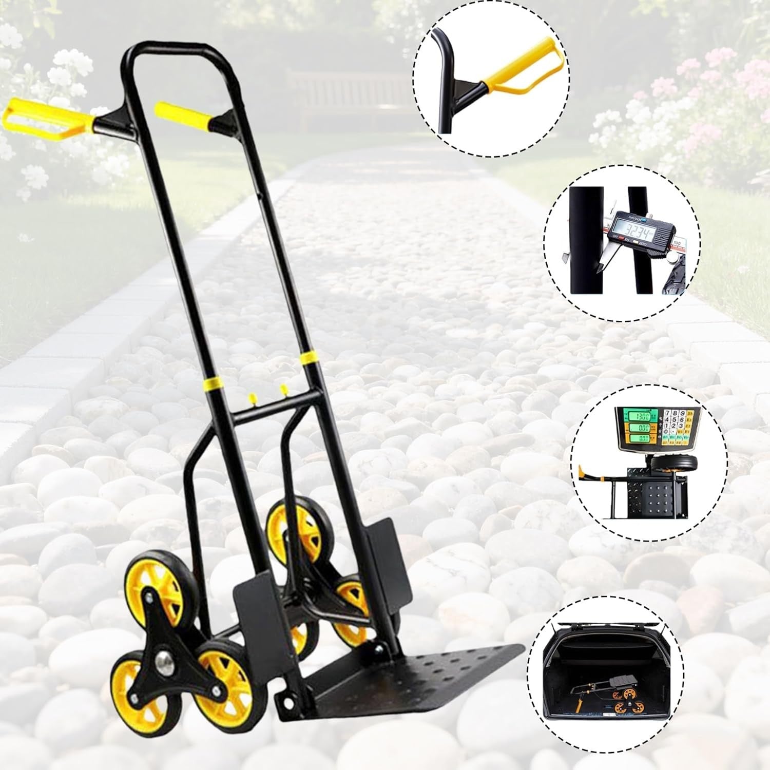 660lb Stair Climbing Hand Truck Folding Heavy Duty Dolly 6 Wheels
