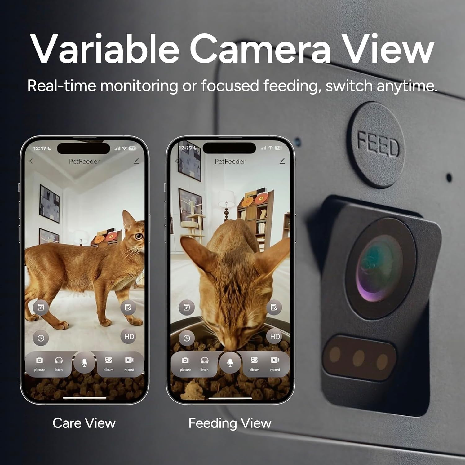 Automatic Pet Feeder WiFi Camera 6L Food Dispenser 2-Way Audio White