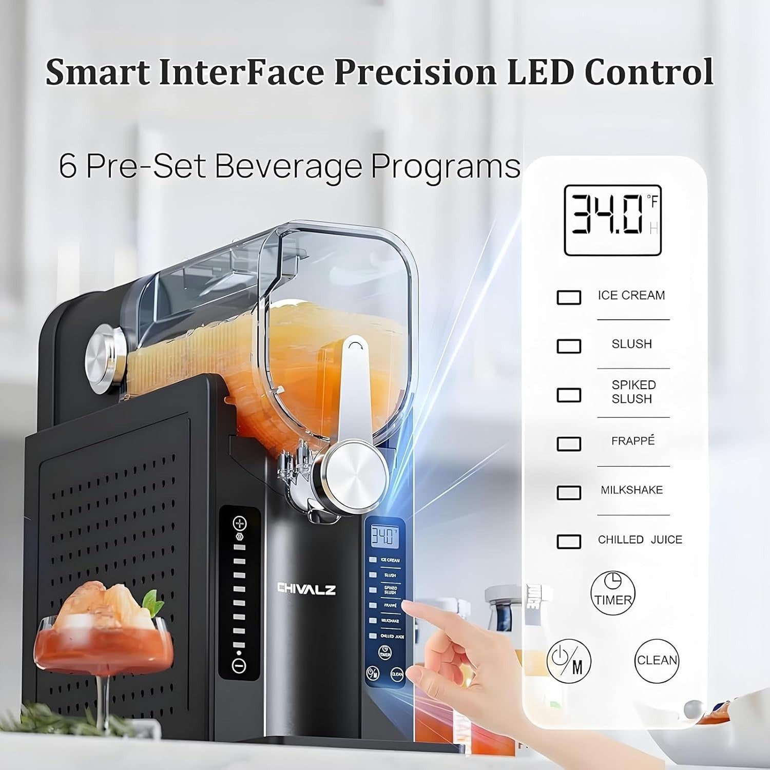 Slush Machine No Ice Needed Auto Clean Frozen Drink Maker 6 Presets 1.6L