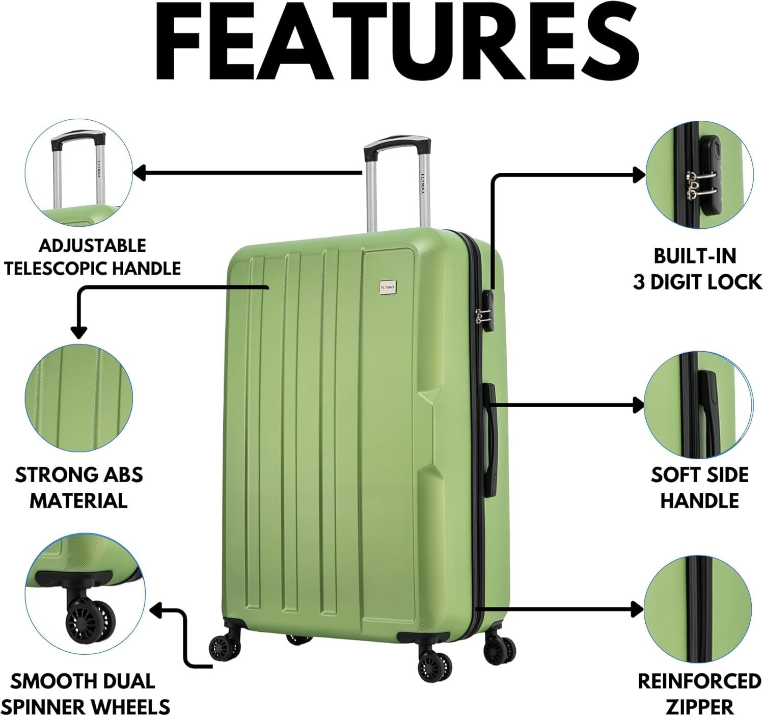 Large Check In Travel Suitcase 29” Lightweight ABS Hard Shell Spinner