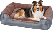 XL Dog Bed 90x70cm Washable Calming Bolster Grey