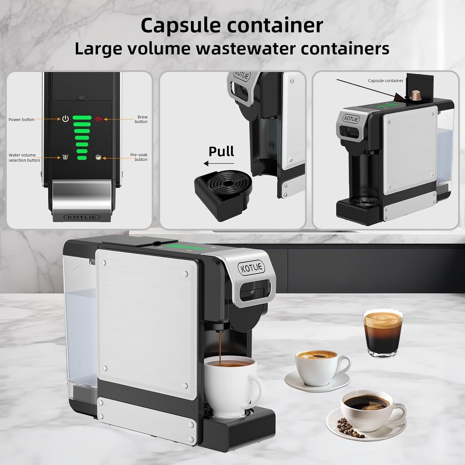 19Bar Automatic Espresso Coffee Machine | 1L Tank