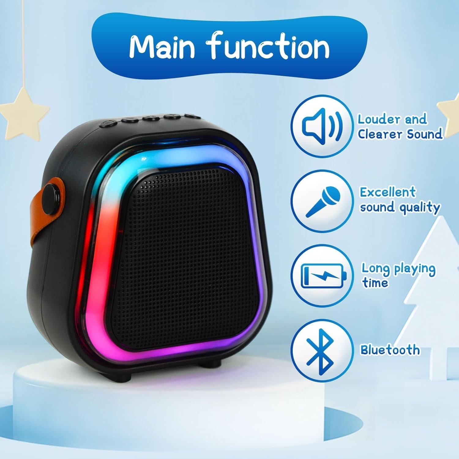 Kids Karaoke Machine Bluetooth Speaker 2 Wireless Mics