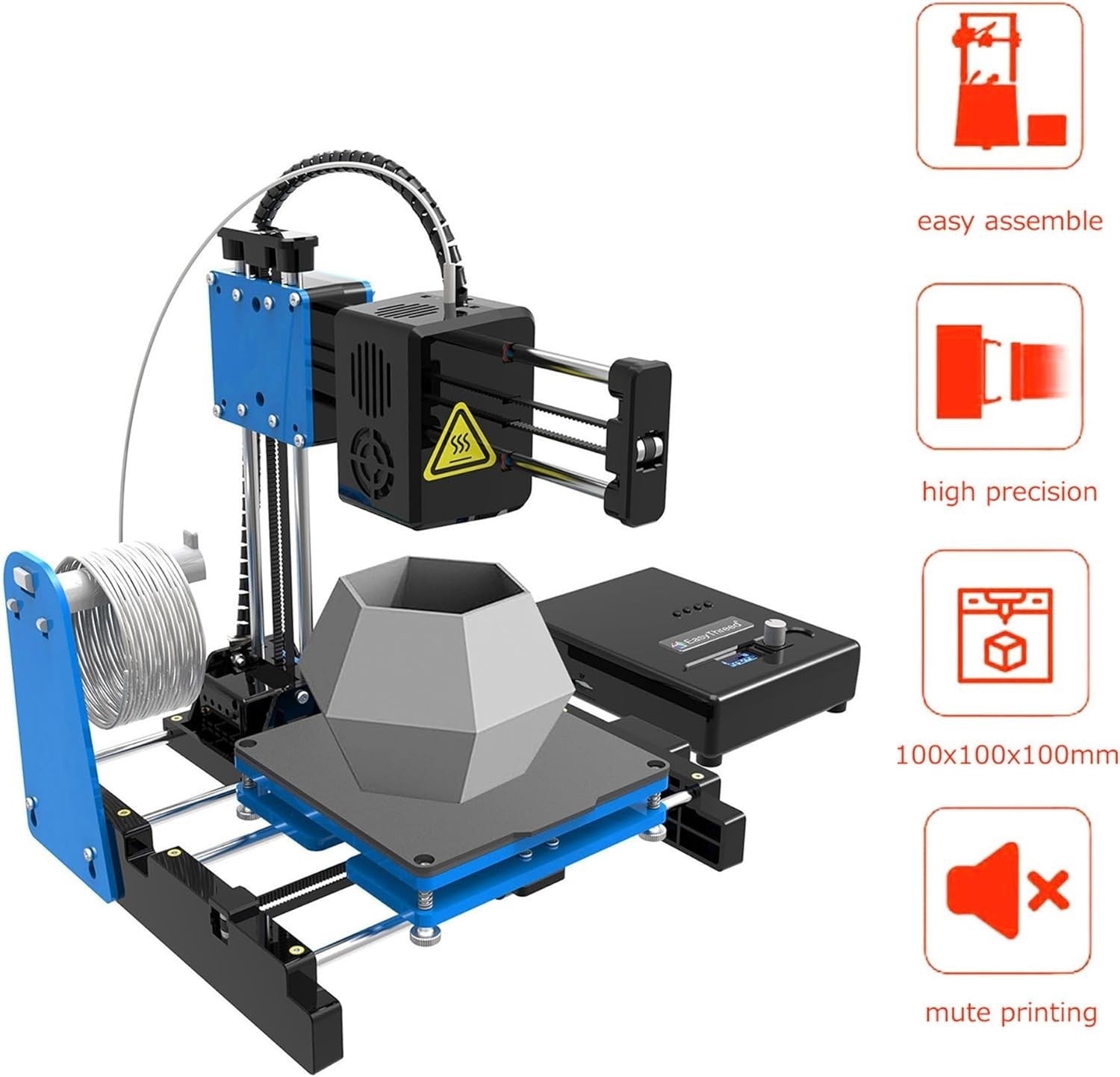 High Speed Mini 3D Printer 230°C Nozzle Precision 100x100x100mm