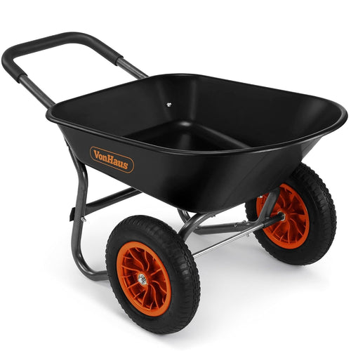 78L Dual Wheel Wheelbarrow – Steel Frame w/ Pneumatic Tyres & Grip Handle 100kg