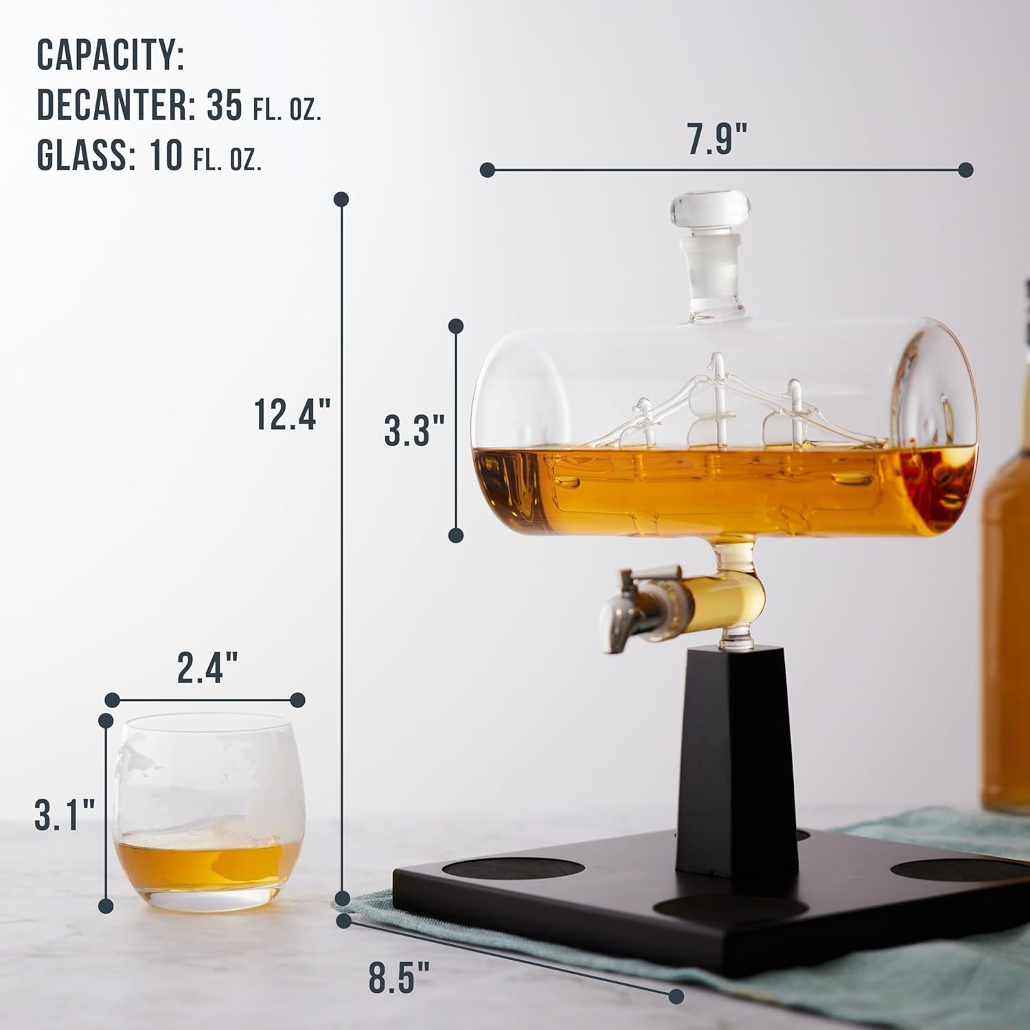 Whiskey Decanter Set 1000ml Ship Design with 6 Glasses Luxury Gift for Men Bar