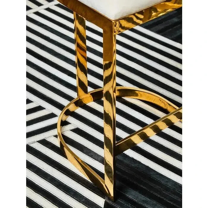 Ivory Velvet Bar Stool – Gold Frame, Arched Base, Modern Luxe Design