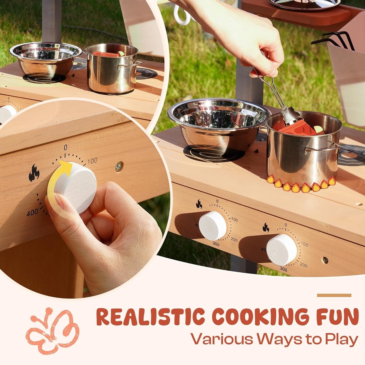 Outdoor Wooden Mud Kitchen Kids Garden Playset Sink Plant Box Toy