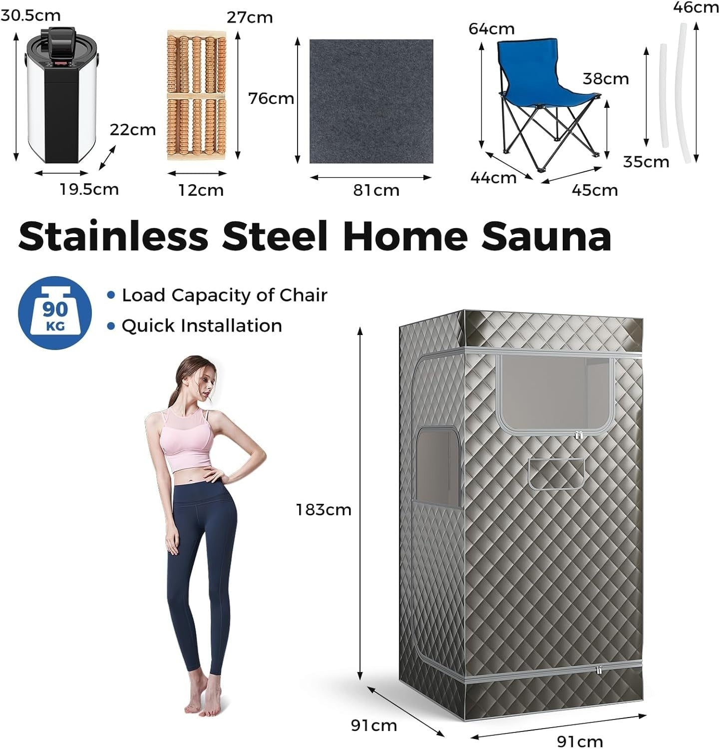 Portable Steam Sauna Tent w/ 3L Steamer & Remote – Full Body Home Detox Spa