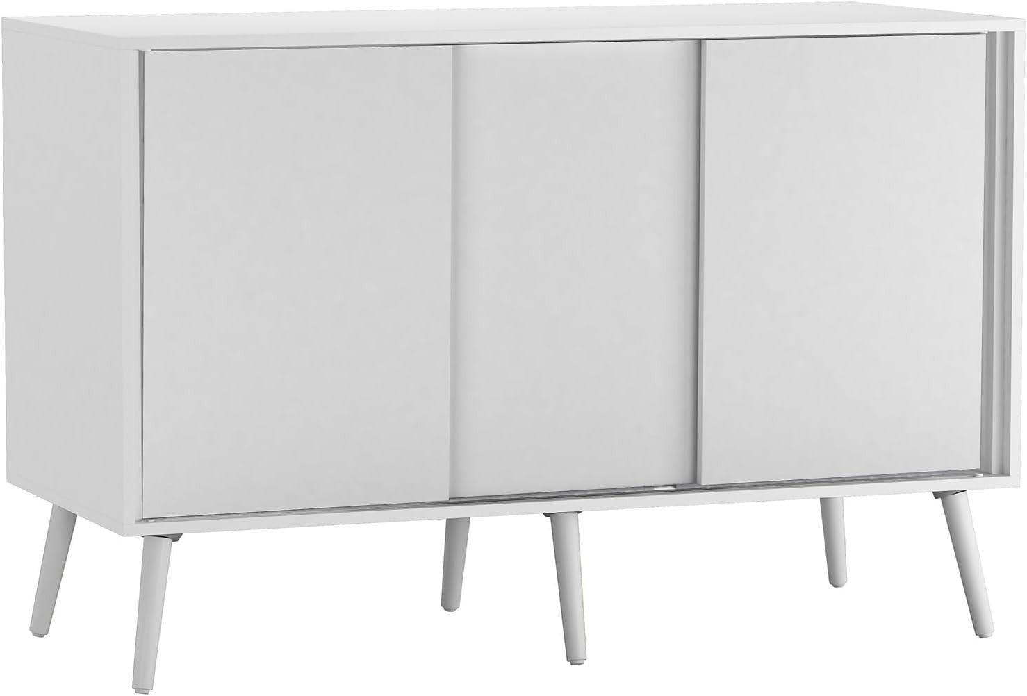 Modern White 3 Door Sideboard Cabinet Storage Unit with Sliding Doors