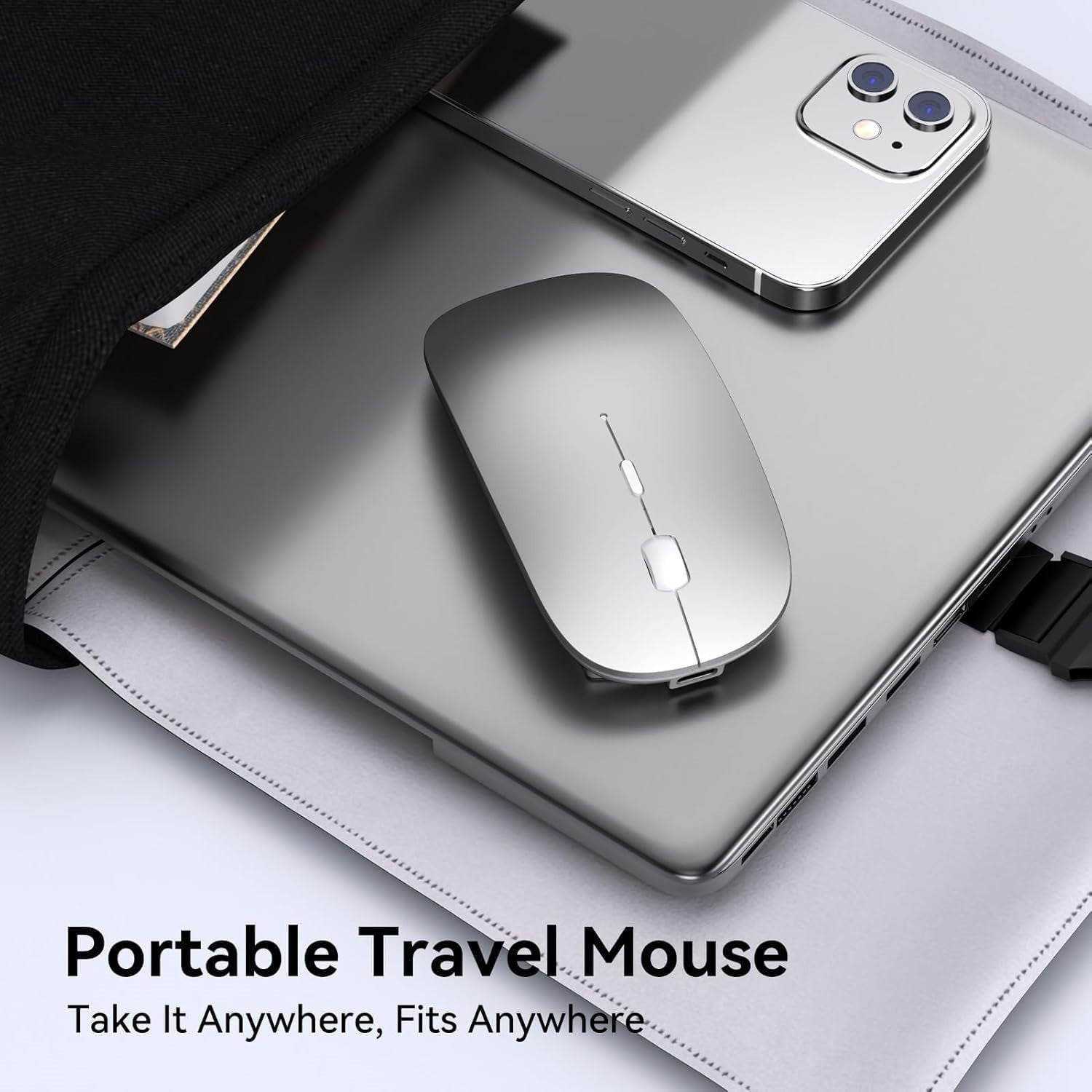 Slim Rechargeable Wireless Mouse USB-C USB-A Silent Click Laptop PC Mac