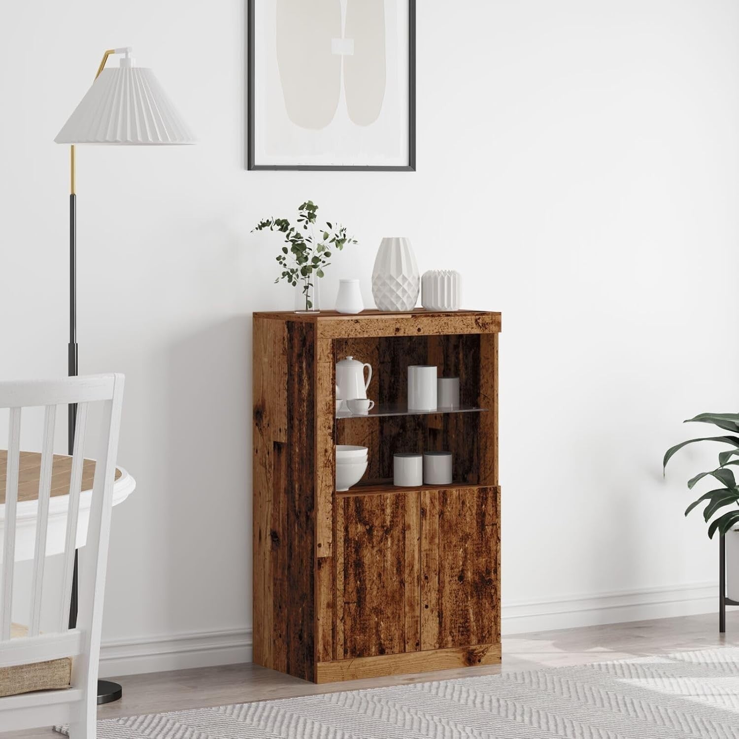 Rustic Reclaimed Wood Storage Cabinet with 2 Doors & Shelves, Easy Assemble