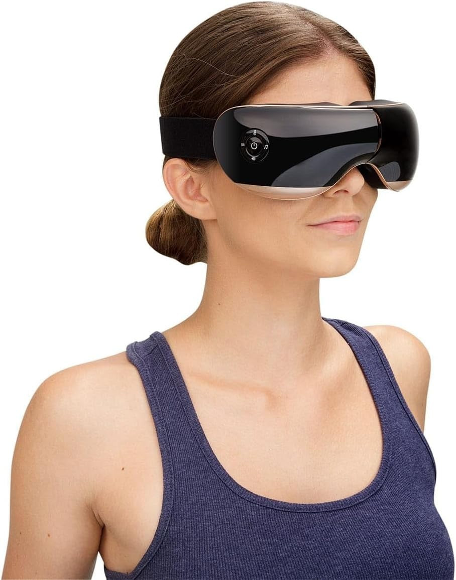 Travel Eye Massager Heat Vibration Bluetooth Migraine Relief