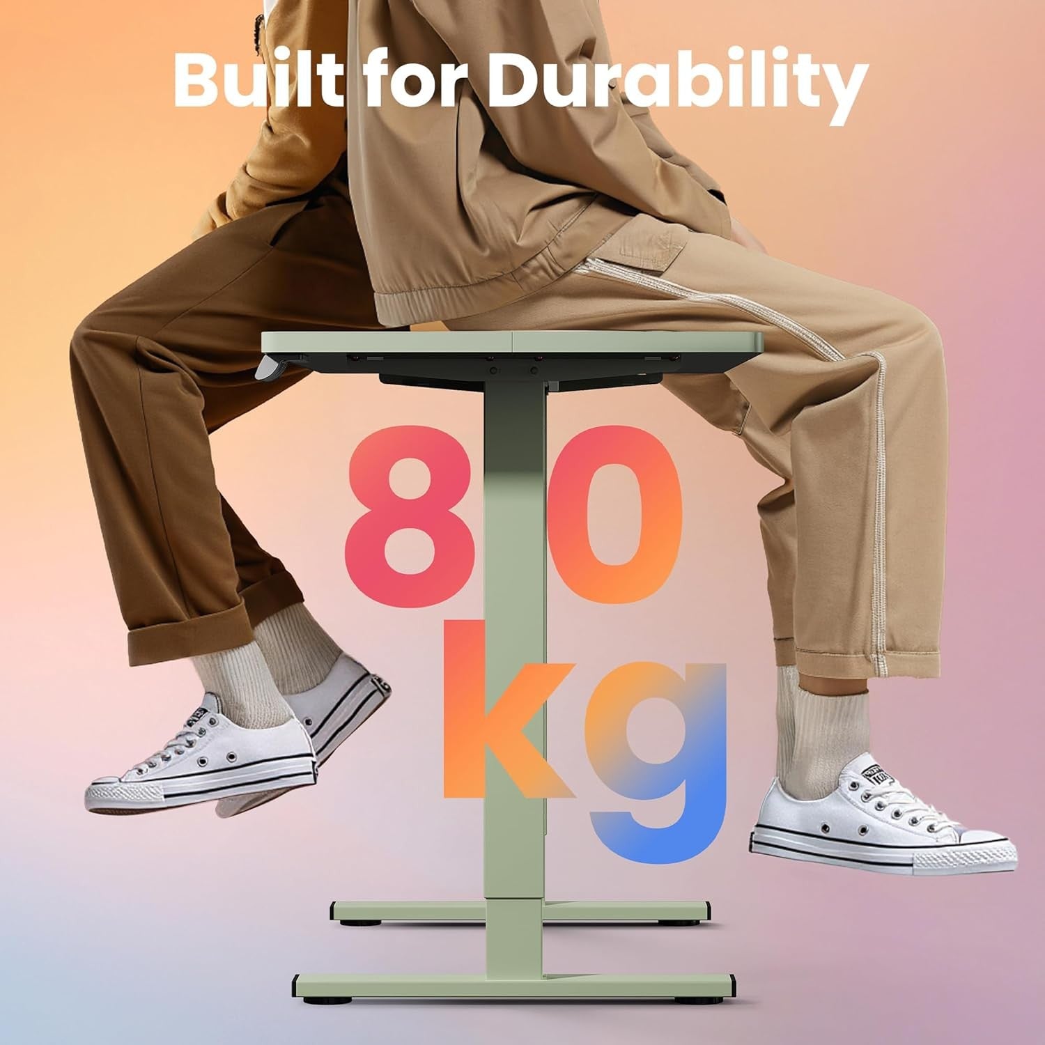 Electric Standing Desk Height Adjustable Sit Stand Home Office Table 80x48cm