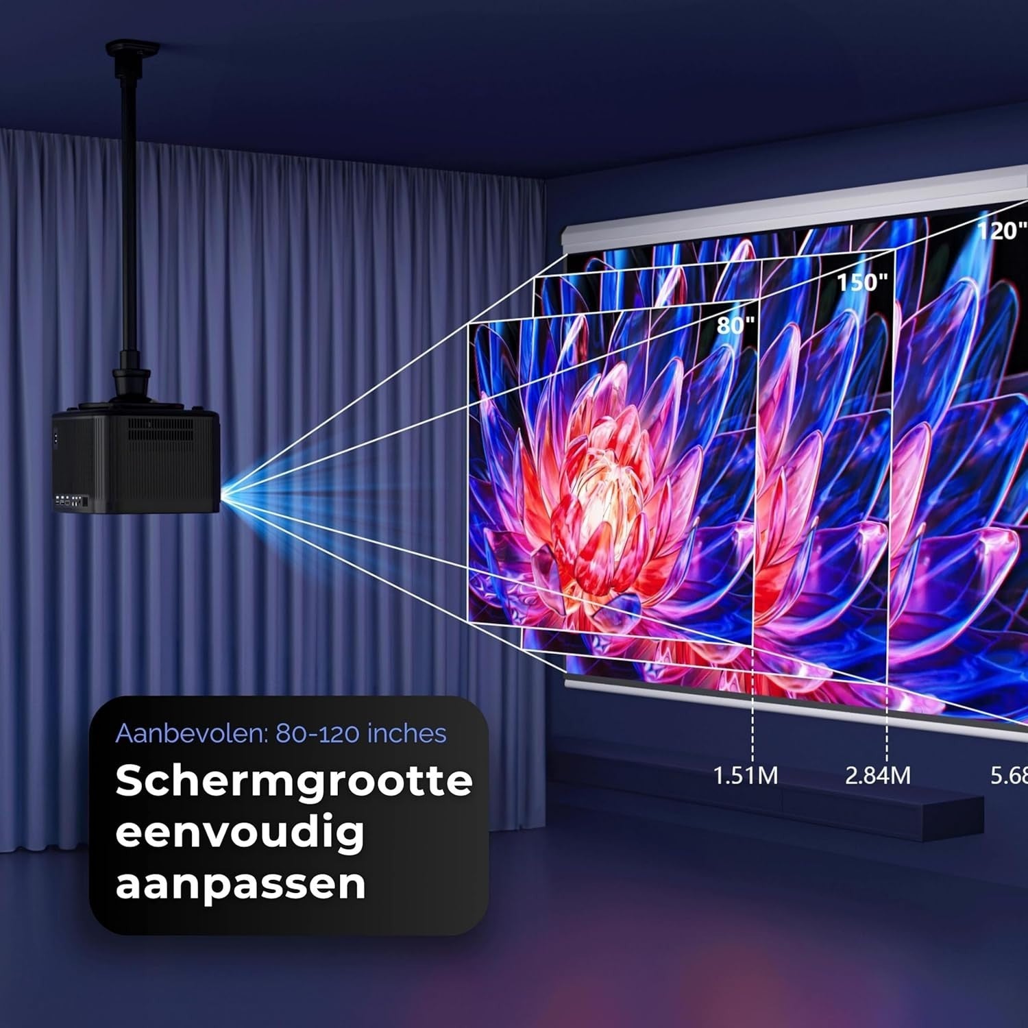 1080P Smart Projector Android WiFi Bluetooth Auto Focus 20000L