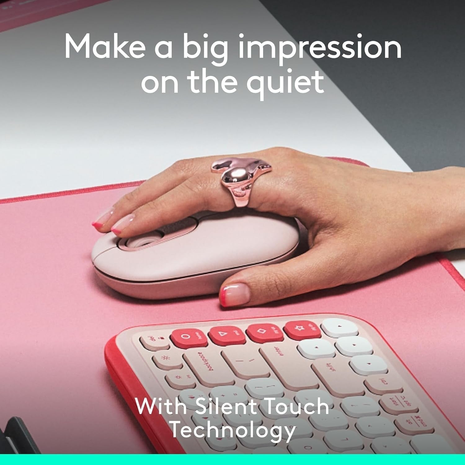 Compact Wireless Bluetooth Mouse Quiet Click Multi Device Rose