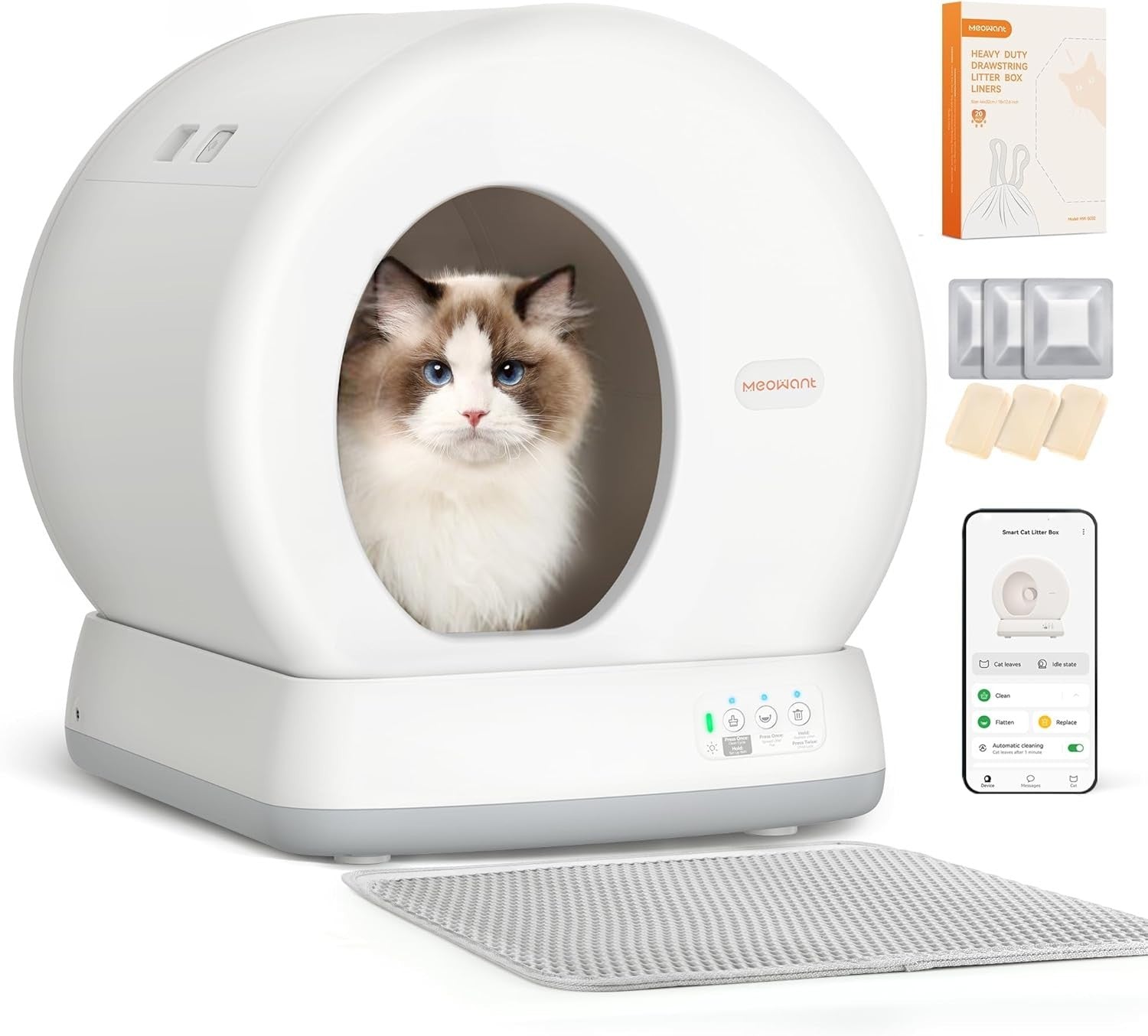 Self Cleaning Cat Litter Box APP Control Anti Pinch Multi Cat Large
