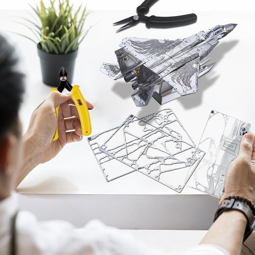 Metal 3D Puzzle F-15 Fighter Jet Model Kit – Adult Warplane Craft Decor