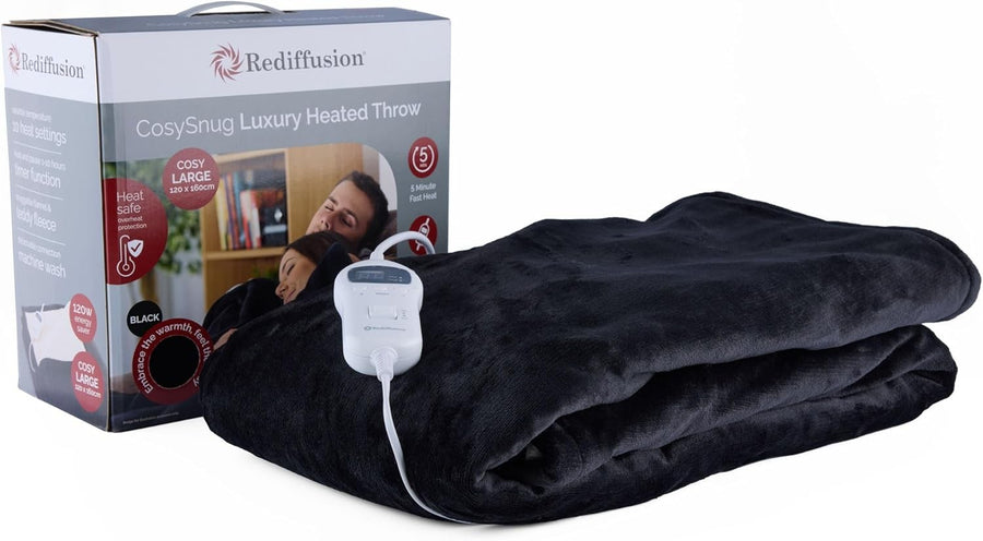 Electric Heated Throw Blanket Teddy Fleece Energy Saving Washable 160x120cm
