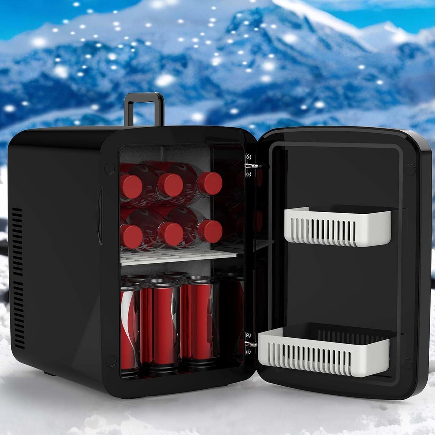 Mini Fridge 15L Cooler & Warmer 12V DC Portable Black Tabletop Compac