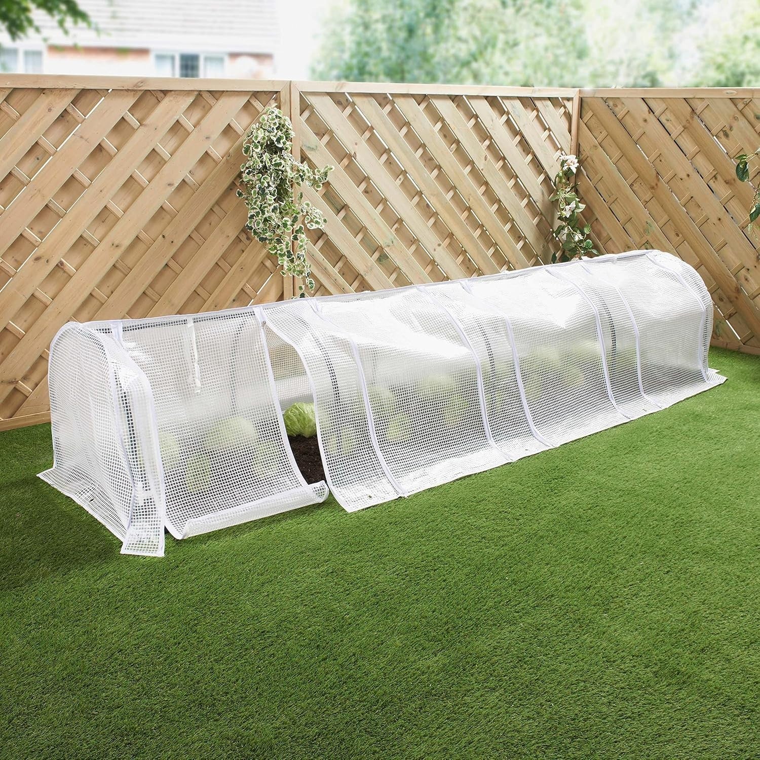 Polytunnel Greenhouse 4 Section with Reinforced PE Mesh Cover & Steel Frame