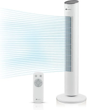 Cool Bladeless Tower Fan 43in – 3 Speed Remote Control Quiet Standing Fan White