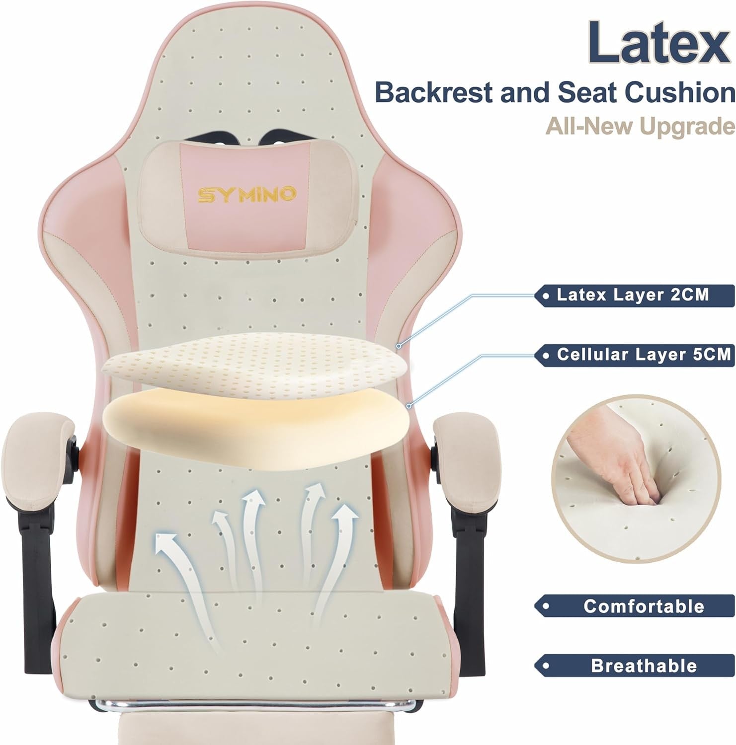 Ergonomic Gaming Chair Recliner w/ Footrest Lumbar PU Leather Pink