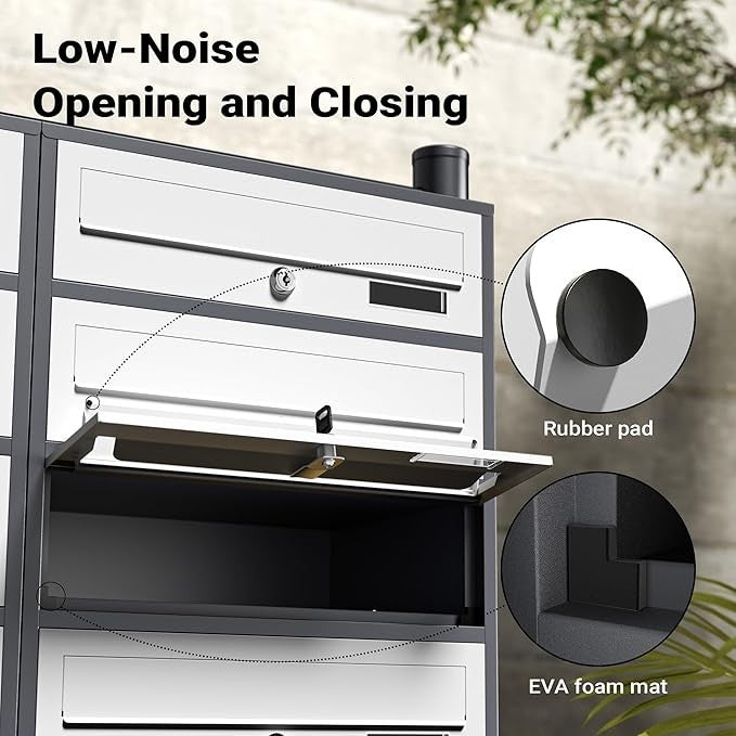 Outdoor Multi-Slot Letterbox System 12 Mailboxes Steel Lockable Anthracite White
