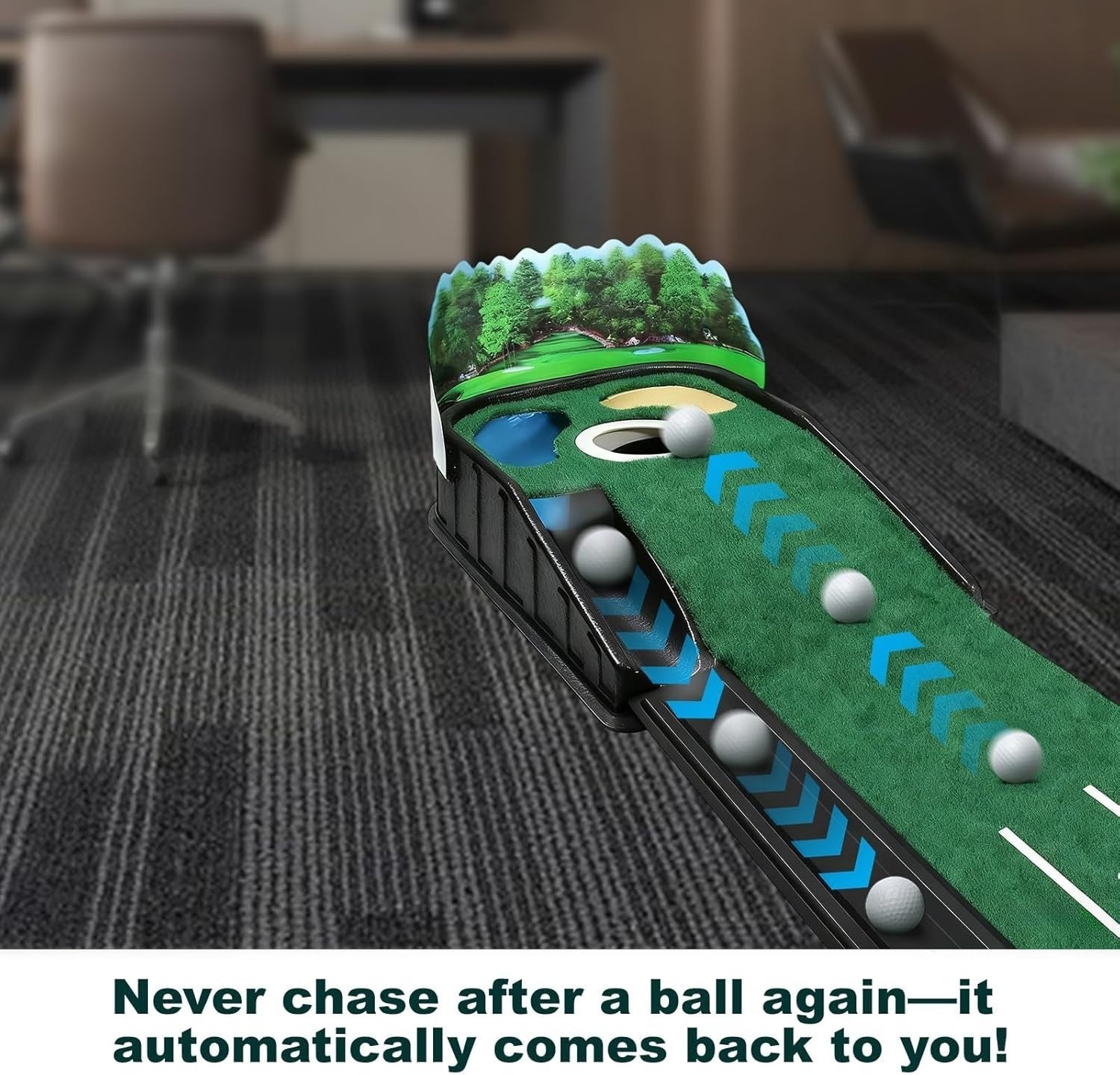 Golf Putting Mat Auto Ball Return Indoor Outdoor Practice Green Trainer