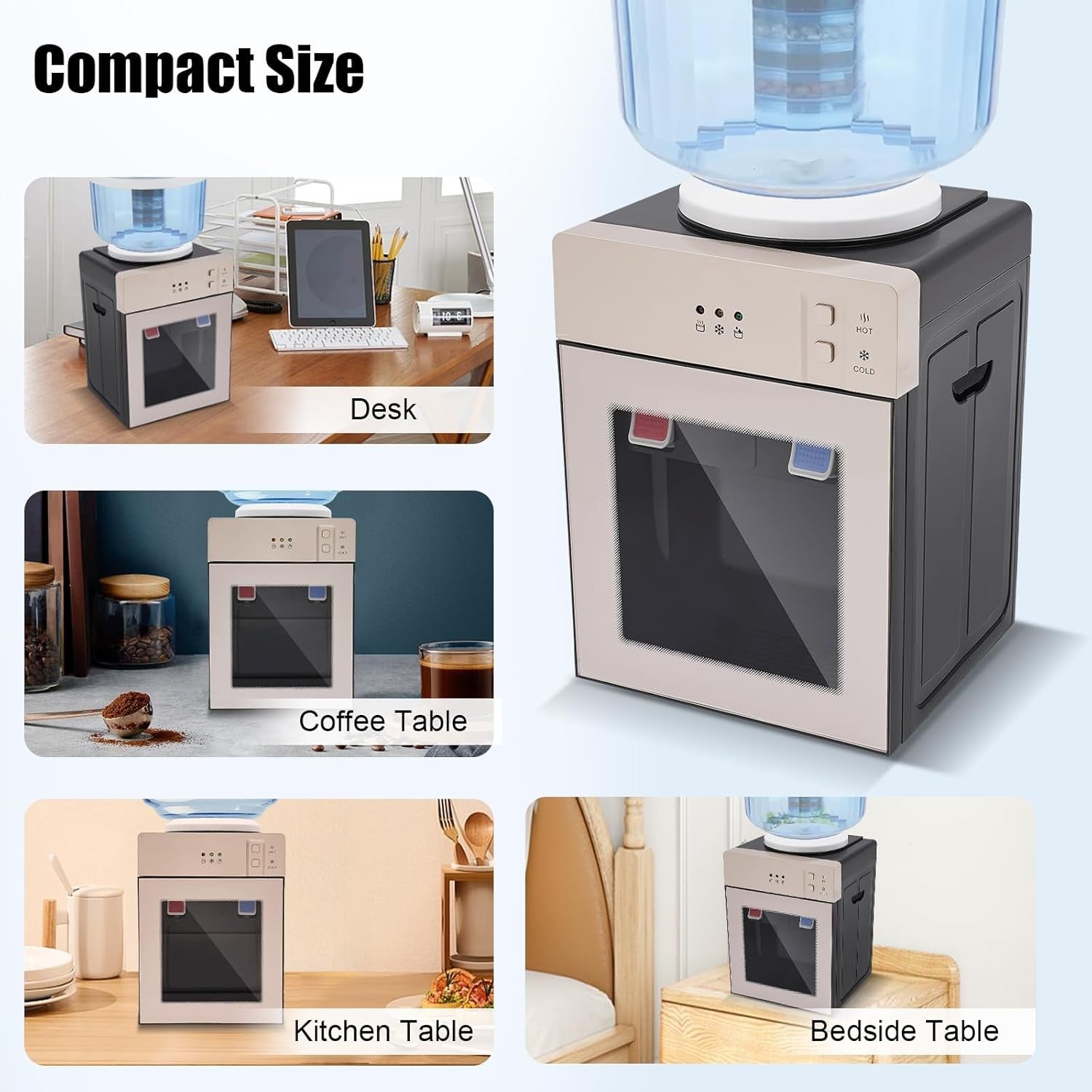 Hot Cold Water Dispenser 3/5 Gallon Top Loading Countertop Chiller