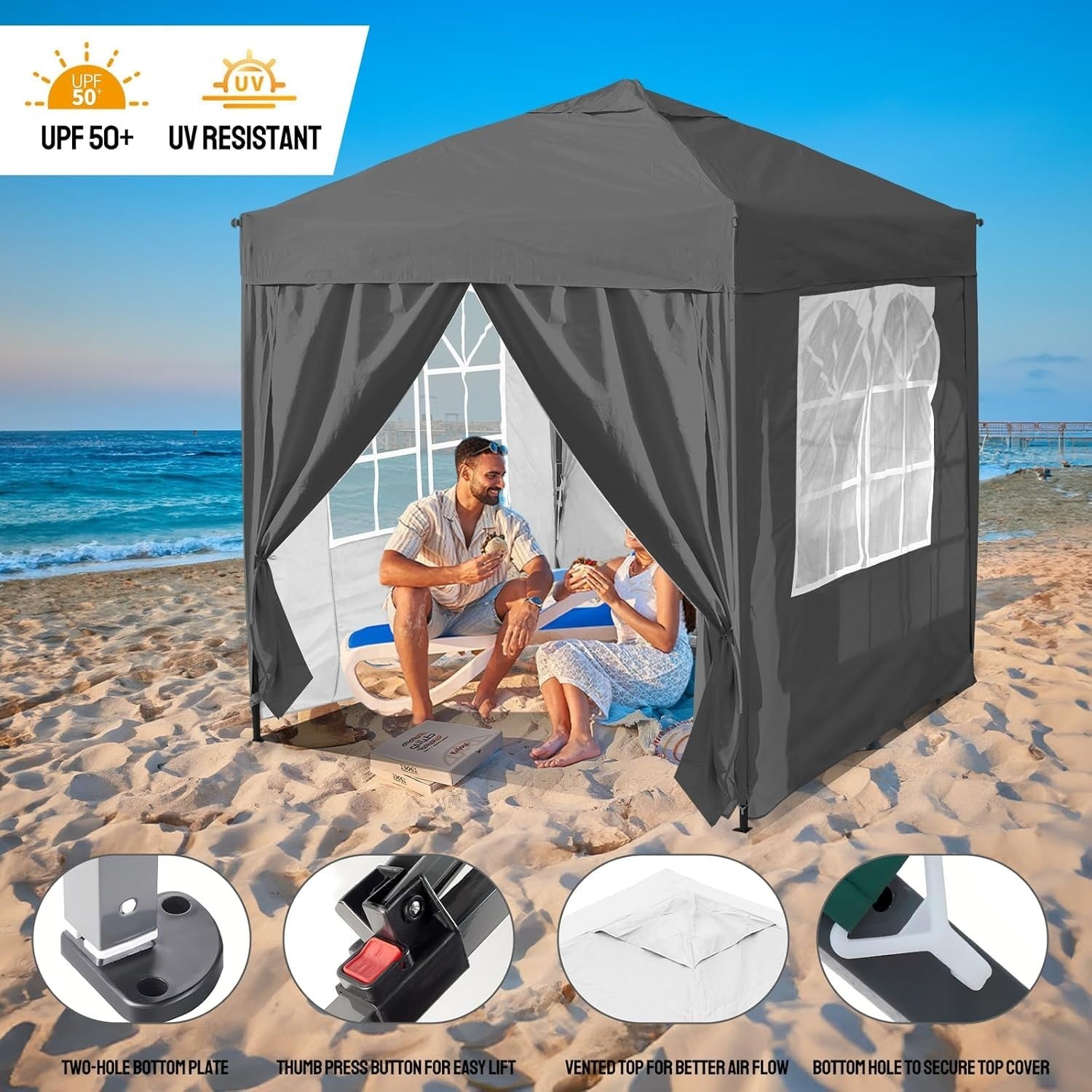 3x3M Grey Pop Up Gazebo with 4 Removable Sidewalls Waterproof Outdoor Party Tent