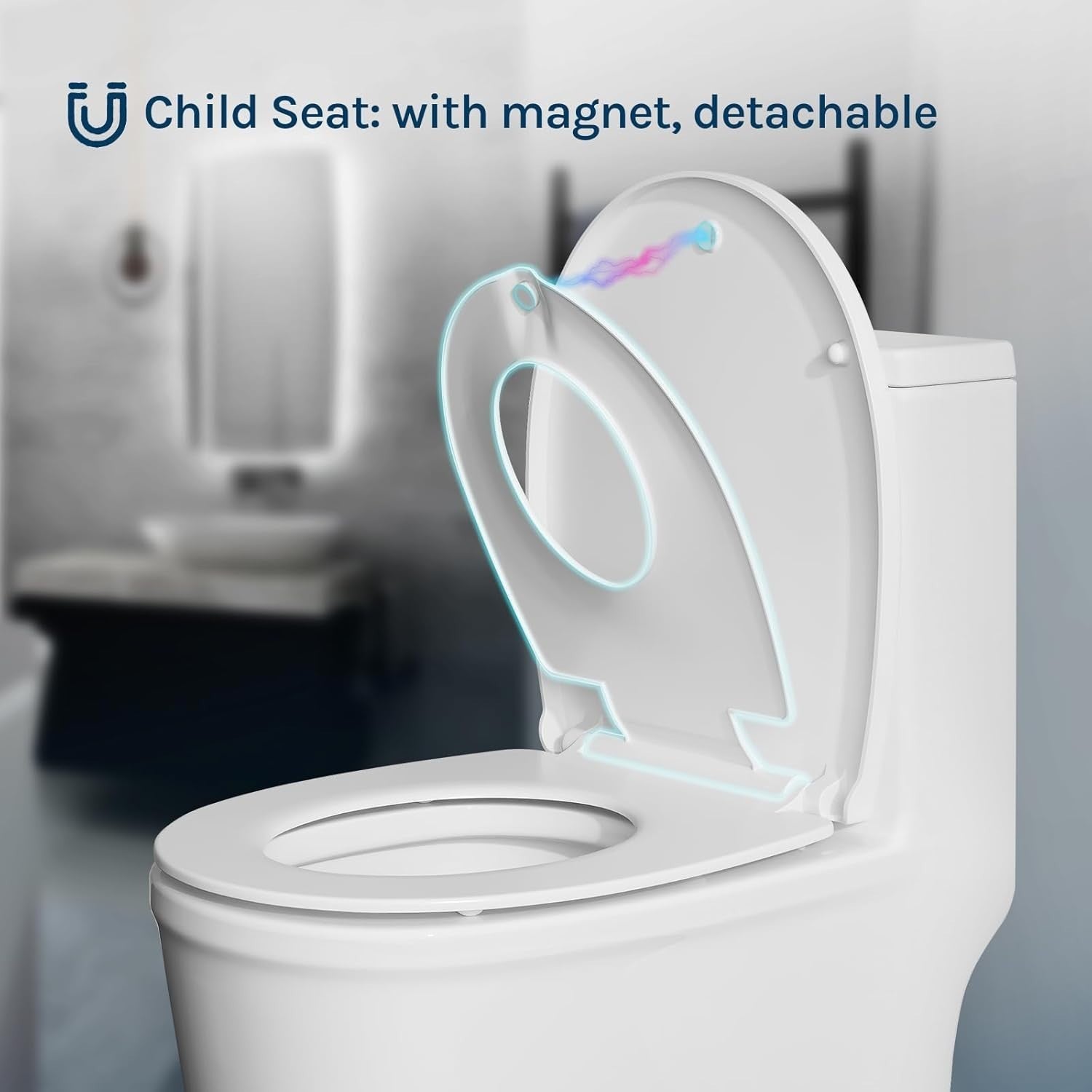 Family Toilet Seat Soft Close O-Shape Quick Release Integrated Child Seat