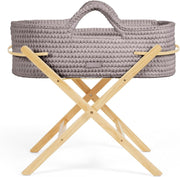 Crochet Moses Basket with Foldable Stand & Mattress Lightweight Tawny Pine
