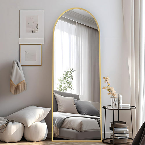 Gold Arch Full Body Mirror 150x40cm Wall Leaning Floor Mirror for Bedroom