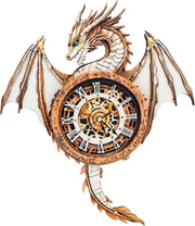 3D Dragon Clock Puzzle Wooden Wall Art Timepiece DIY Decor Gift