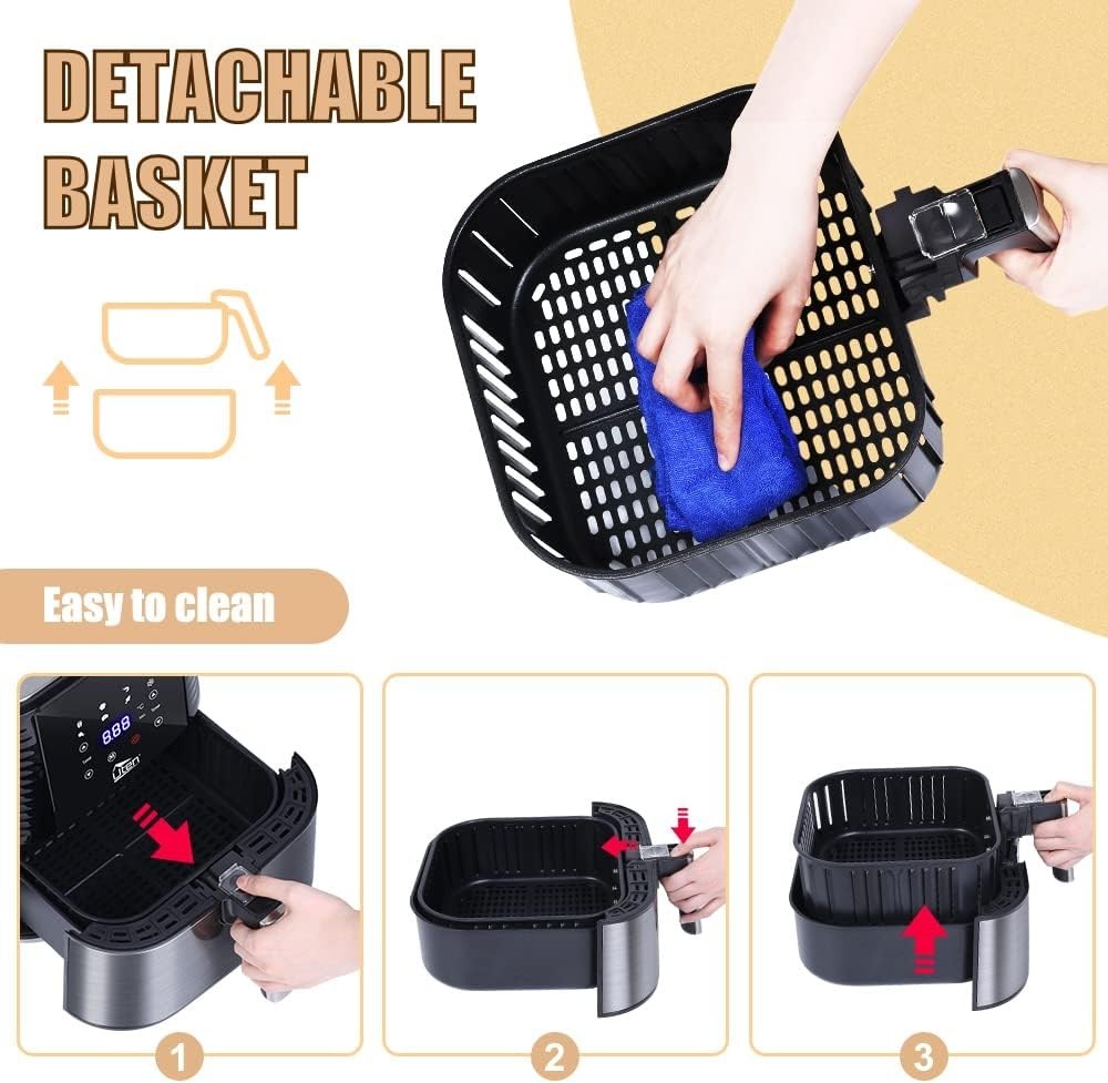Air Fryer 5.5L 1700W Digital Display Oil-Free Healthy Cooking Bake Grill Roast