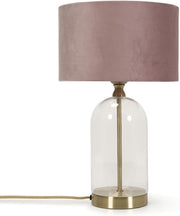 Gold Glass Table Lamp Pink Velvet Shade Bedside Desk Light Modern Decor