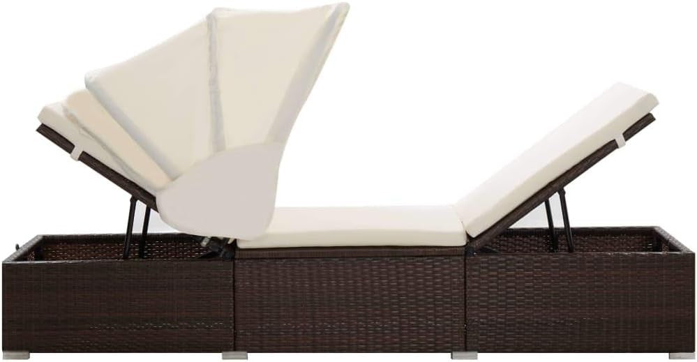 Outdoor Reclining Sun Lounger with Canopy & Cushion